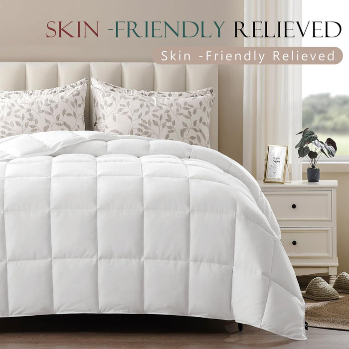 ACCURATEX Lightweight Duvet Insert Queen Size - Summer Bedding Comforter - 250GSM Filled Thin Duvet - Soft & Breathable, Quilted Comforters with 8 Tabs,White,Queen/Full 90x90 Inches