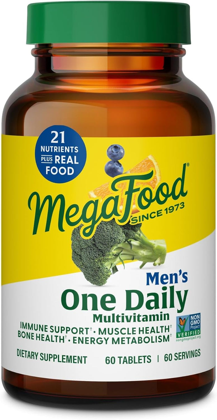 MegaFood One Daily Mens Multivitamins - Multivitamin for Men - Vitamin C, Vitamin D3 & Vitamin B12 - Muscle, Energy Metabolism & Immune Support - Vegetarian, Gluten Free - 90 Tablets, 90 Servings