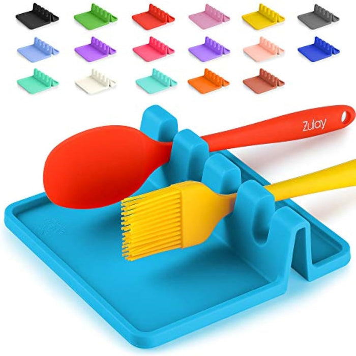 Zulay Kitchen Silicone Utensil Rest - BPA-Free, Durable Spoon Rest with Drip Pad - Heat-Resistant for Stove Top & Counter - Kitchen Gadget Holder