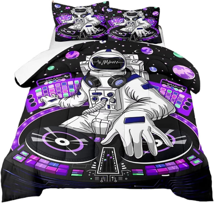 kxry Merry Christmas Comforter Set Santa Claus Deer Christmas Tree Galaxy Red Bedding Quilt King Size for Girls Boys Kids 1 Comforter + 2 Pillow Cases