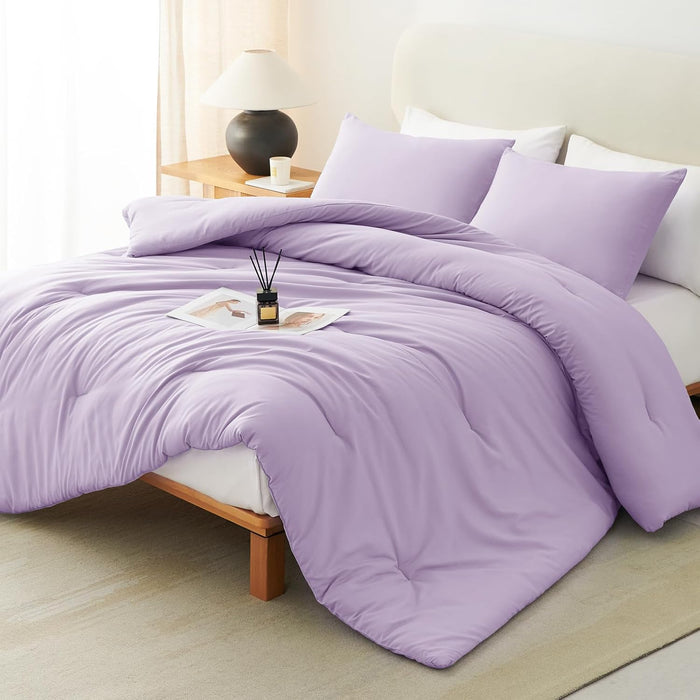 CozyLux Queen Comforter Set Black, 3 Pieces Solid Queen Comforter Breathable Quilted Style Bedding Sets, Luxury Soft Microfiber Down Alternative Comforter for All Season (1 Comforter & 2 Pillowcases)