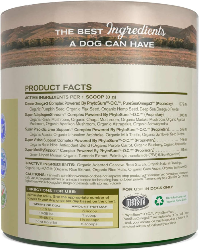 Badlands Ranch - Super20 Canine Supplement Organic Ingredients Multi-Benefit Supplement, Ashwagandha, Help w/Canine Well-Being, Heart, Joint, Vision, Antioxidant Support by Katherine Heigl (30 scoops)