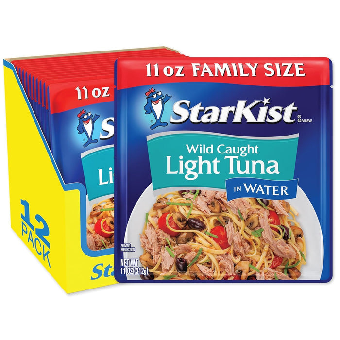 StarKist Chunk Light Tuna in Water, 2.6 oz Pouch (24 Pack) Ready to Eat Wild Caught Tuna, 17g Protein, 70 Calories Per Serving, Gluten Free, Soy Free, Kosher, Perfect for Salads, Keto Meals and Snacks