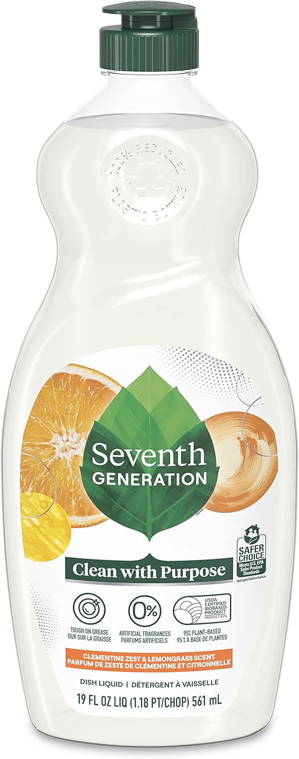 Seventh Generation Dish Liquid Soap Free & Clear liquid soap Pack of 6 Dishwashing Soap Dish Soap for sensitive skin 19 oz