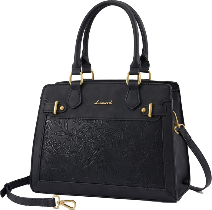 LOVEVOOK Purses and Handbags for Women, Tote Shoulder Bag Satchel Black Purse and PU Leather Top Handle for ladies