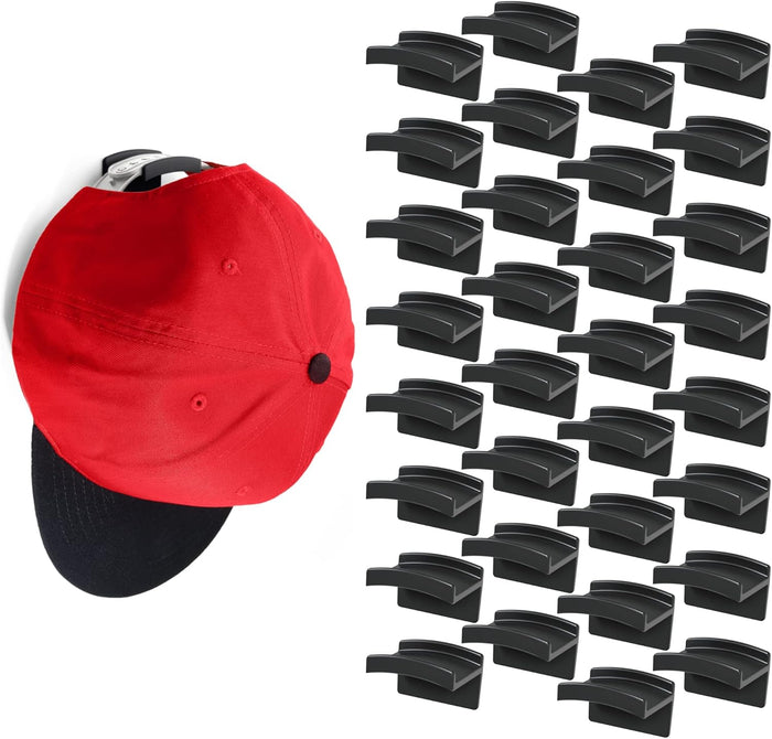 Modern JP Adhesive Hat Hooks for Wall (8-Pack) - Minimalist Hat Rack Design, No Drilling, Strong Hold Hat Hangers - USA Patented, Clear