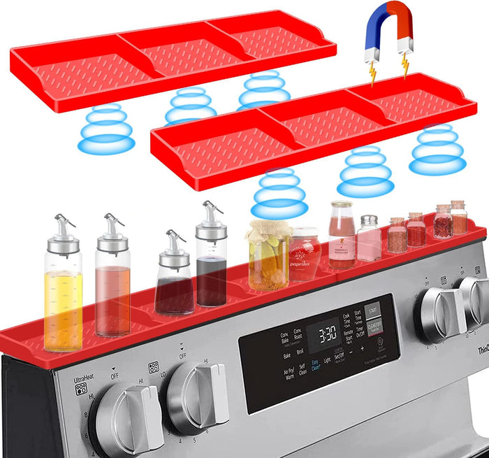 Hydream Stove Top for Silicone Shelf,30 Inch Magnetic Shelf Over the Stove Spice Rack,Kitchen Organizer Magnet Above Stovetop Back of Flat Storage Suctioned-Black