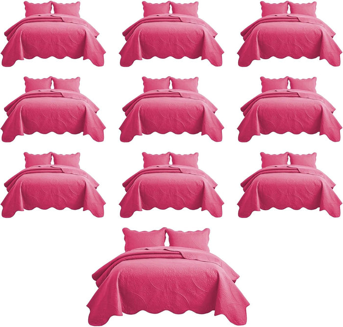 IR Imperial Rooms Queen Quilt Bedding Set Size (90" x 96") + 2 Pillow Shams (20" x 26"+ 2") - 3 Pcs All Season Lightweight Reversible Microfiber Coverlet Embossed Quilt Bedspread (Grey)