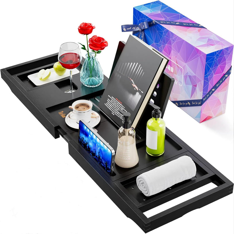 Premium Bathtub Tray Caddy, Expandable Bath Tray, Unique House Warming Gifts, New Home, Anniversary and Wedding Gifts for Couple, Bridal Shower Gift for Women