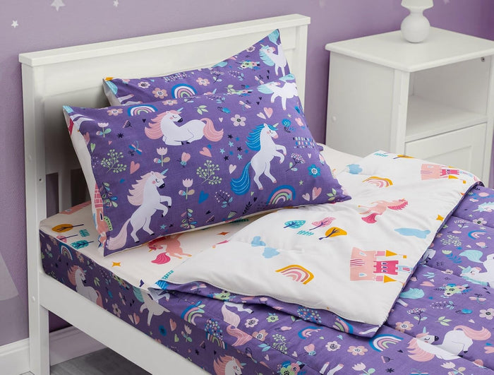 Meeting Story 3pcs Kids Comforter Sets Zipper Bedding Set for Girls,Twin Kid Bedding Set Rainbow Comforter Flower Bedding for Kid,All in one Zipper Bedding（Beige,Twin）