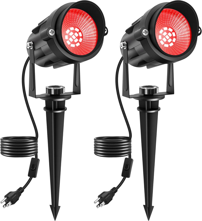 Halloween Green Landscape Lights Outdoor, 14 LED Landscape Lighting with US Plug, IP65 Waterproof Spotlights for Tree Yard Garden Pathway Christmas St. Patrick's Day Decor 2 Pack