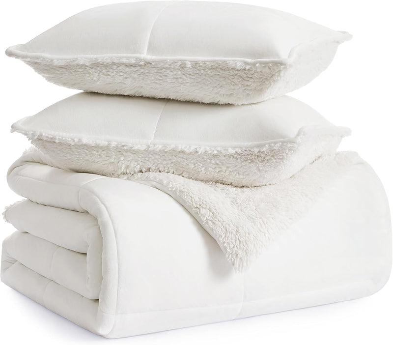 UGG Blissful Comforter Set with 2 Pillow Shams Reversible White Comforter Plush Fluffy Warm Bed Set Premium Hypoallergenic Down Alternative Bedding Breathable, King/California King, Brown Fawn