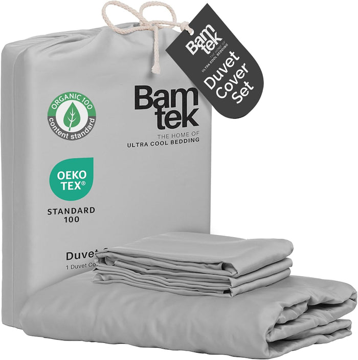 Duvet Cover Set - 100% Viscose Derived from Bamboo Duvet Cover King Size, 3 PC Luxury Cooling Duvet Cover for Hot Sleepers, Silky Buttery Soft Comforter Cover & 2 PC King Pillowcases, Storm
