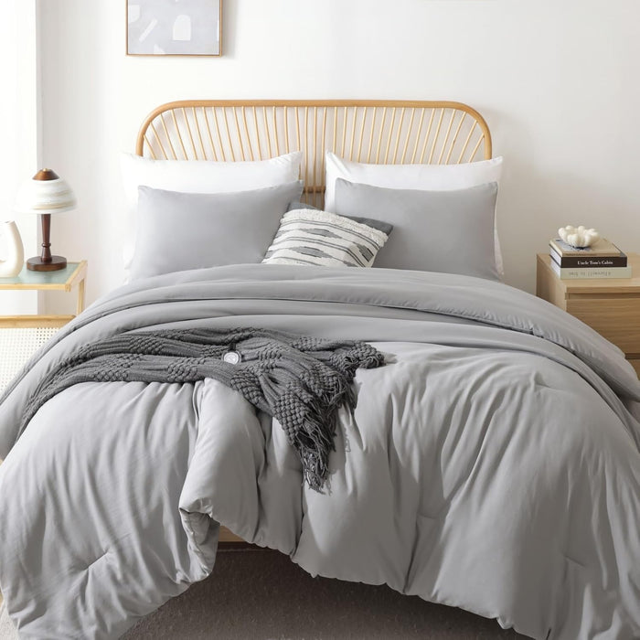 ROSGONIA Queen Comforter Set Oatmeal, 3pcs(1 Boho Oatmeal Comforter & 2 Pillowcases) All Season Soft Bedding Lightweight Bedspread Blanket Quilt