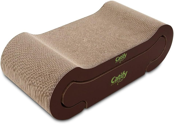 Best Pet Supplies Catify Cat Scratcher, Fun Interactive Scratchers Claw Safe, Furniture Saver Indoor Play Support Natural Cat Behaviors Heavy Duty - Ramp (Gray)