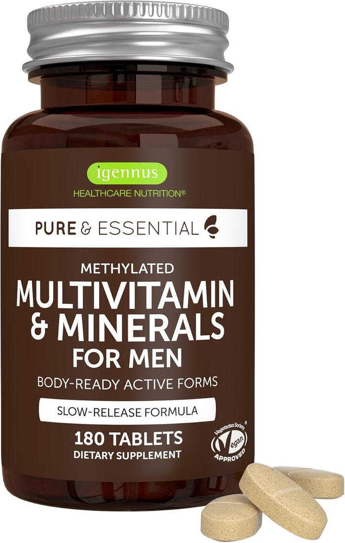 Igennus High Potency Methylated Multivitamin for Women, Pure & Clean Ingredients, MTHFR Supplement with Active B-Vitamins, Vitamin K2 MK7, Gentle Iron, Sustained Released, Non-GMO & Halal, 60 Tablets
