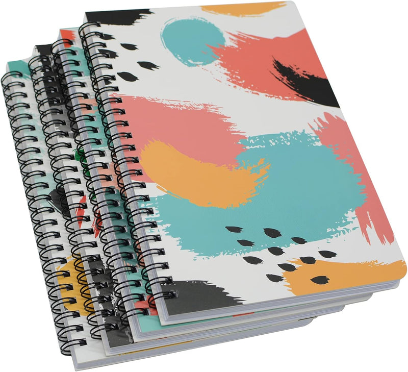 Yansanido Spiral Notebook, 4 Pcs A5 Thick Flower Design Hardcover 8mm Ruled 4 Color 80 Sheets -160 Pages Journals for Study and Notes (flower)