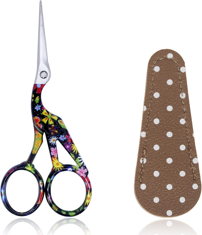 BIHRTC 4.5inch Crochet Scissors with Case Thread Embroidery Scissors Stainless Steel Sharp for Household Handicraft Needlework Threading DIY Art Handcraft Tool