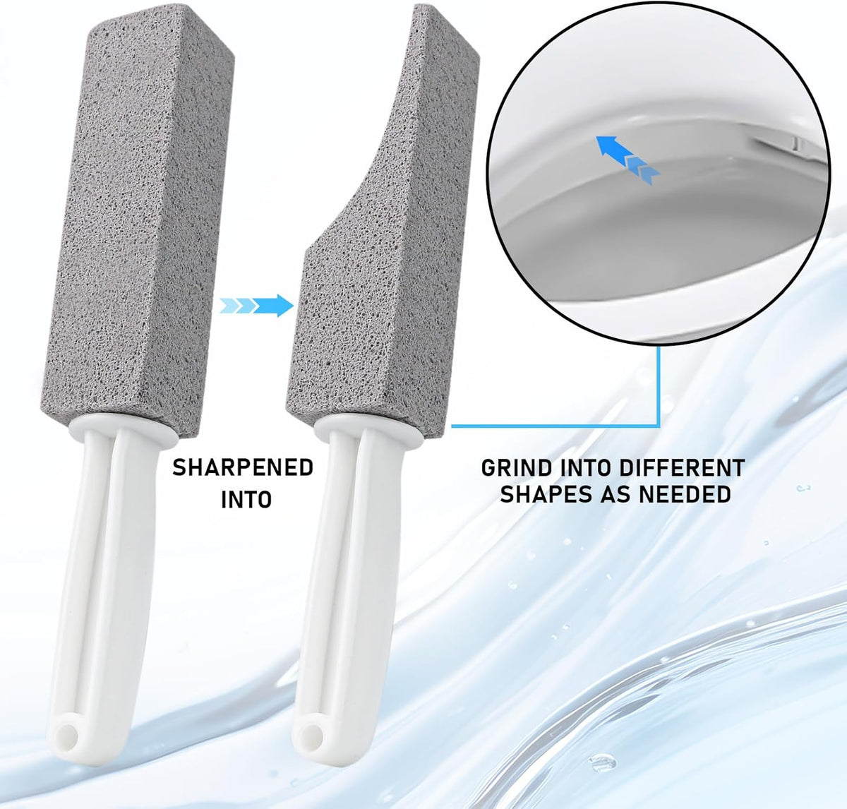4 Pack Pumice Cleaning Stone with Handle, Toilet Bowl Cleaner Toilet Brush with Non-Slip Long Plastic Handle for Kitchen/Bath/Pool/Household Cleaning