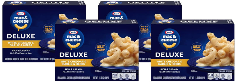 Kraft Deluxe White Cheddar & Garlic & Herbs Mac & Cheese Macaroni and Cheese Dinner, 11.9 oz Box