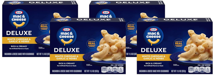 Kraft Deluxe White Cheddar & Garlic & Herbs Mac & Cheese Macaroni and Cheese Dinner, 11.9 oz Box