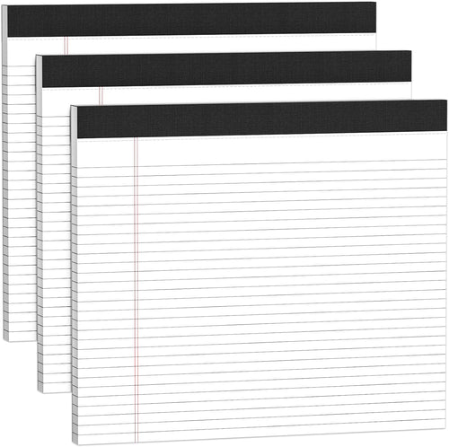 3 Pack Wide Legal Pads 11" x 9.5" (Landscape Format) Pink Blue Green College Ruled Note Pad Narrow Ruled 30 Sheets per Notepad Perforated Writing Paper with Thick Backboard Horizontal Pads of Paper