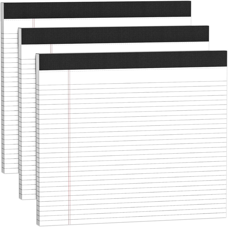 3 Pack Wide Legal Pads 11" x 9.5" (Landscape Format) Pink Blue Green College Ruled Note Pad Narrow Ruled 30 Sheets per Notepad Perforated Writing Paper with Thick Backboard Horizontal Pads of Paper