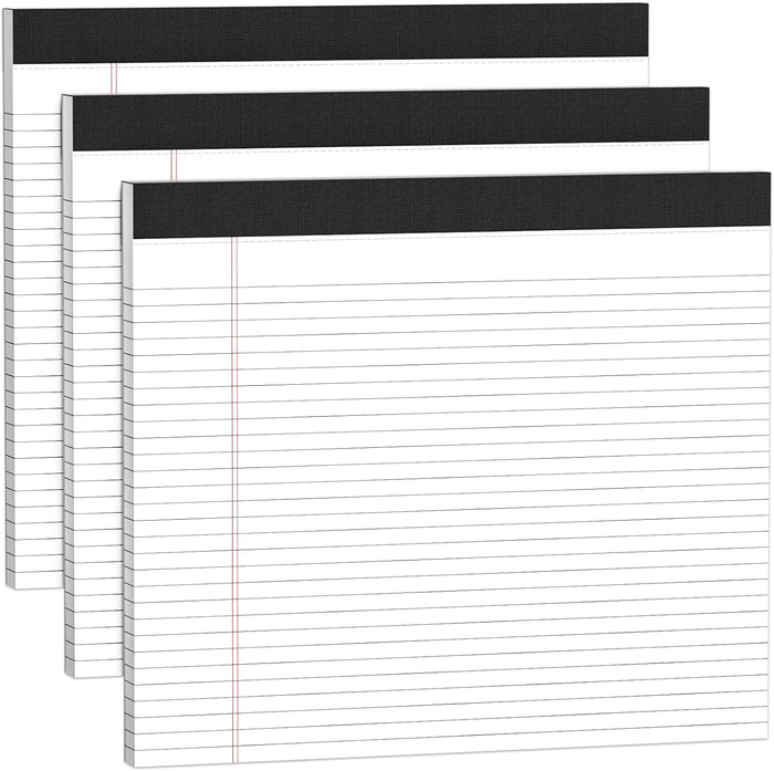 3 Pack Wide Legal Pads 11" x 9.5" (Landscape Format) Pink Blue Green College Ruled Note Pad Narrow Ruled 30 Sheets per Notepad Perforated Writing Paper with Thick Backboard Horizontal Pads of Paper