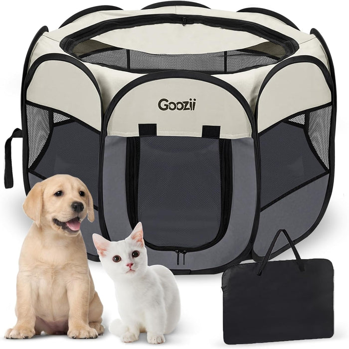 Pet Cat Playpen for Indoor Cats Enclosed, Portable Foldable Dog Playpen Outdoor Tent Crate Cage with Zipper Top Cover Door for Kitten Puppy Outside Rv Car Camper (Small Size, Pink)