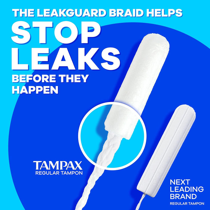Tampax Pearl Tampons Multipack, with LeakGuard Braid, Light/Regular/Super Absorbency, Unscented, 47 Count
