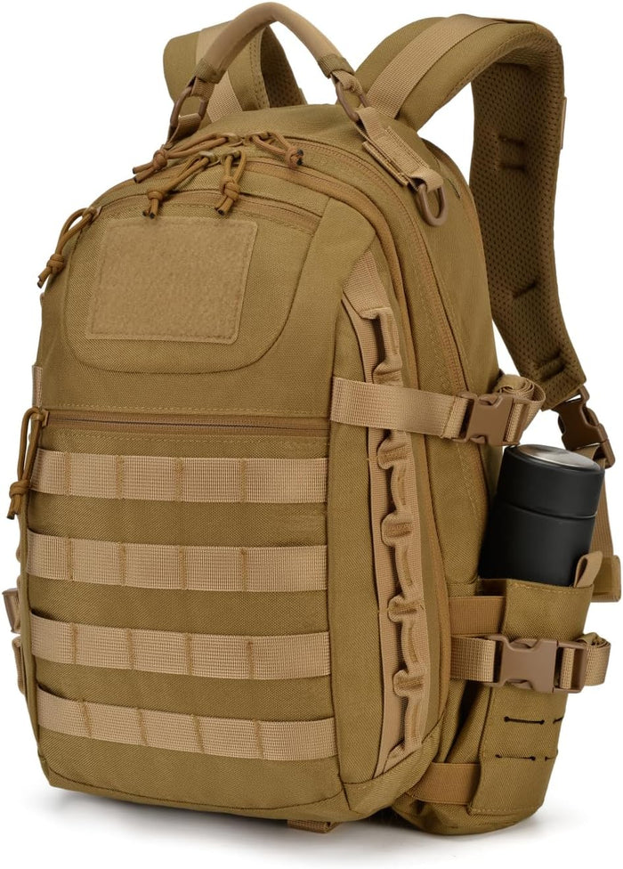 Tactical Backpack for Men: 27L Lightweight Assault Pack,Waterproof and MOLLE System,For Camping, Hiking Daypack in Khaki
