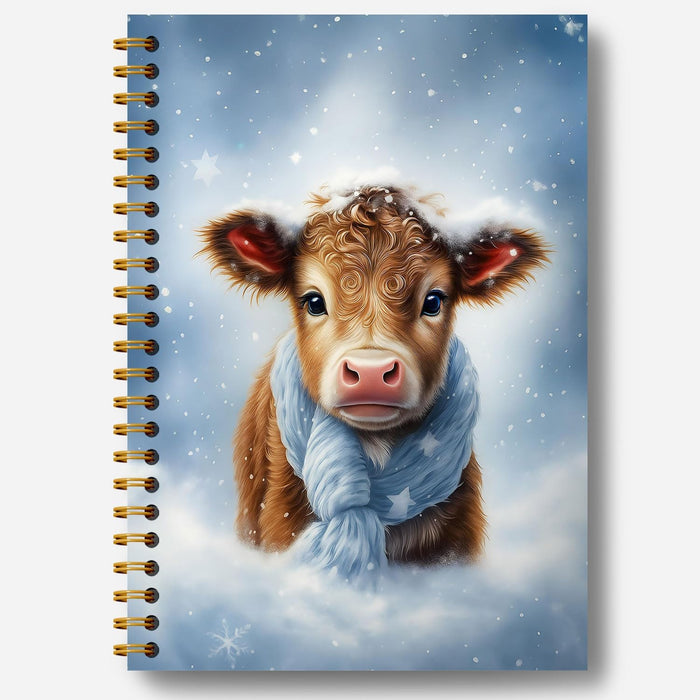 Guymn Winter Christmas Highland Cow Notebook, Gifts for Cow Lovers Journal, Winter Farmhouse Cozy Heifer Hardcover Spiral Notebooks Journals, 5.5x8.3 Inch
