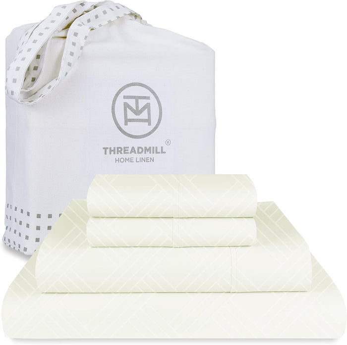 Threadmill Luxury 800 Thread Count King 100% Cotton Sheets - Hotel White Sateen Weave Bed-Sheets, Better Than Egyptian Cotton, 4 Pc Solid Soft Bed Set, Fits 16" Deep Pocket