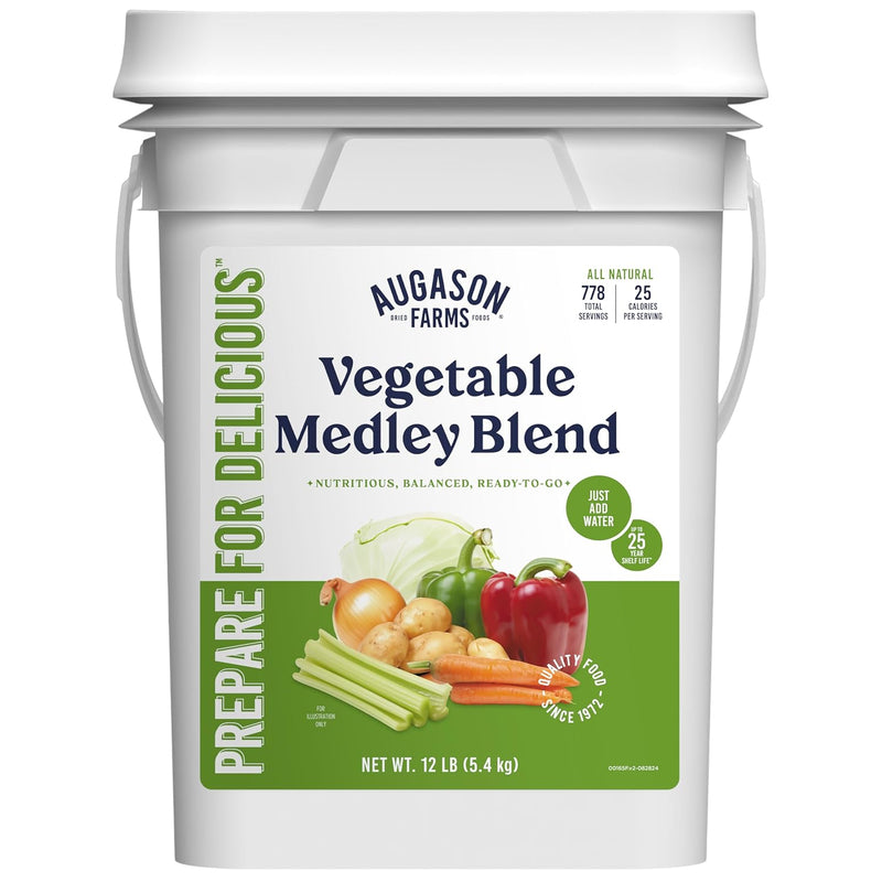 Augason Farms Vegetable Medley Blend Can - Dehydrated Mixed Veggies - Gluten Free Emergency Food Supply with Long Shelf Life for Survival, Disaster Prep & Everyday Meals - 131 Servings