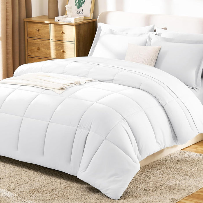 CozyLux Oatmeal Queen Comforter Set with Sheets - 7 Pieces Bed in a Bag Queen Bedding Sets, All Season Soft 7PC Bed Set with Oatmeal Comforter, Flat Sheet, Fitted Sheet, Pillowcases & Pillow Shams