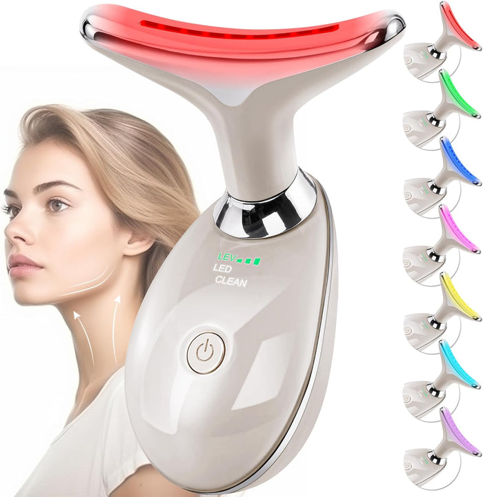 Facial Massager Face and Neck, Face 𝖲 culpting Wand Tool with 7 Color - Birthday, Christmas, Mothers Day, Valentines Day Gifts for Her Women Mom Best Friend Wife Teacher (White)