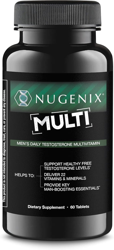 Nugenix Men's Daily Testosterone Multivitamin for Men - 19 Vitamins and Minerals, Supports Free Testosterone, 60 Tablets