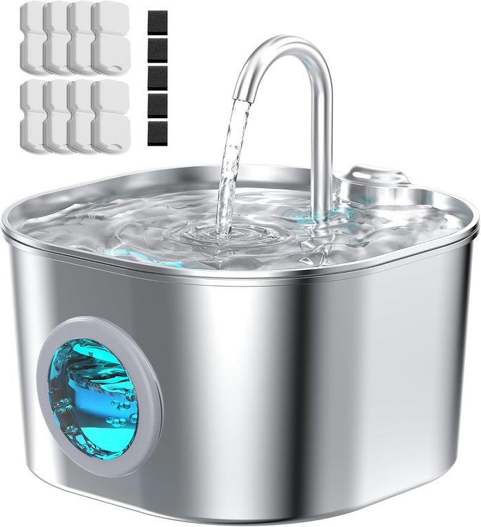 Cat Water Fountain Stainless Steel: Pet Fountains for Cats/Dog Indoor Automatic Waterer Bowls for Drinking Small Animal Water Dispenser Metal Pets Watering Faucet Bottle Auto Kitty Watering Supplies