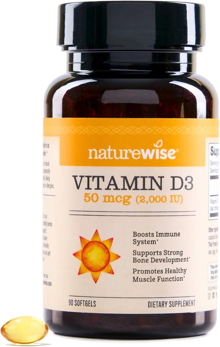 NatureWise Vitamin D3 5000iu (125 mcg) 1 Year Supply for Immune Support, Healthy Muscle Function, and Bone Health - Non-GMO, Gluten Free in Organic Extra Virgin Olive Oil, (Mini Softgel), 360 Count