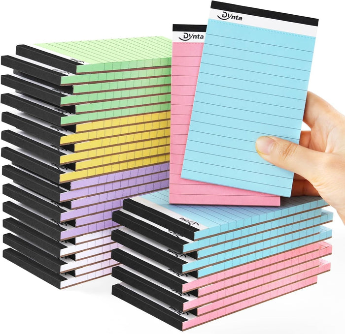 Dynta 36 Pcs 3x5 Note Pads, 45 Sheets Per College Ruled Mini Writing Pads, 80GSM Colored Paper 1620 Sheets, Multicolour Cute Notepads for Gift