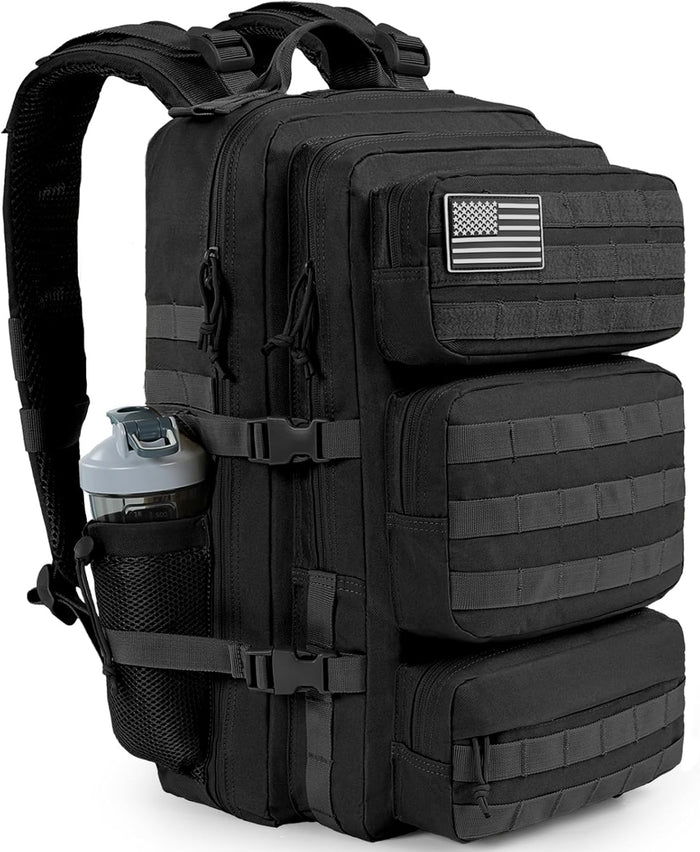 Military Tactical Backpack 50L Large Day Backpack for Men Molle Army 3 Days Assault Pack Bug Out Bag Water Resistant and Heavy Duty Hiking Treeking Rucksack - Black Camo