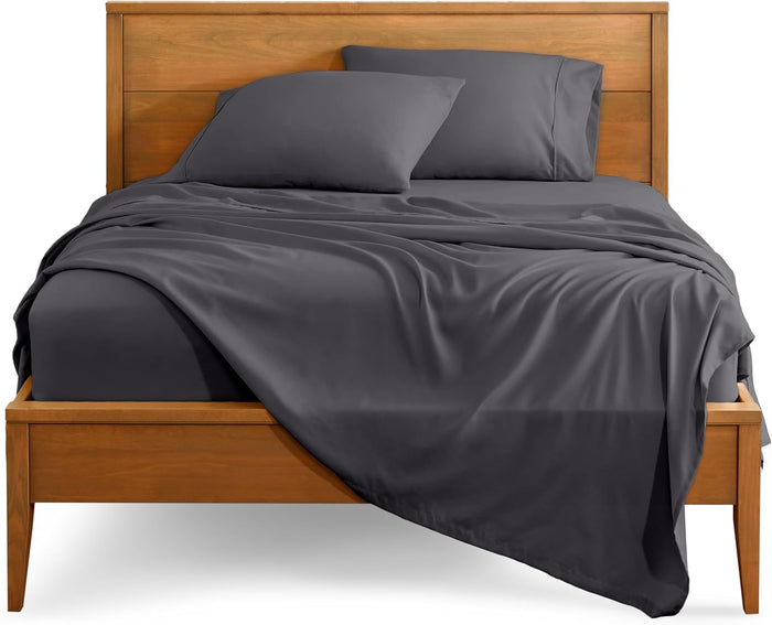Bare Home Queen Sheet Set - Luxury 1800 Ultra-Soft Microfiber Bed Sheets - Double Brushed - Deep Pockets - Easy Fit - 4 Piece Set - Bedding Sheets & Pillowcases (Queen, Grey)