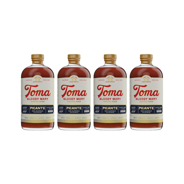 Toma Bloody Mary Mix, Premium Cocktail Mixers for Simple At-Home Hosting for Brunch and Events, All-Natural, Gluten Free, Vegan, No Added Preservatives, PICANTE/CLASICO 32oz (Spicy/Medium), Pack of 2