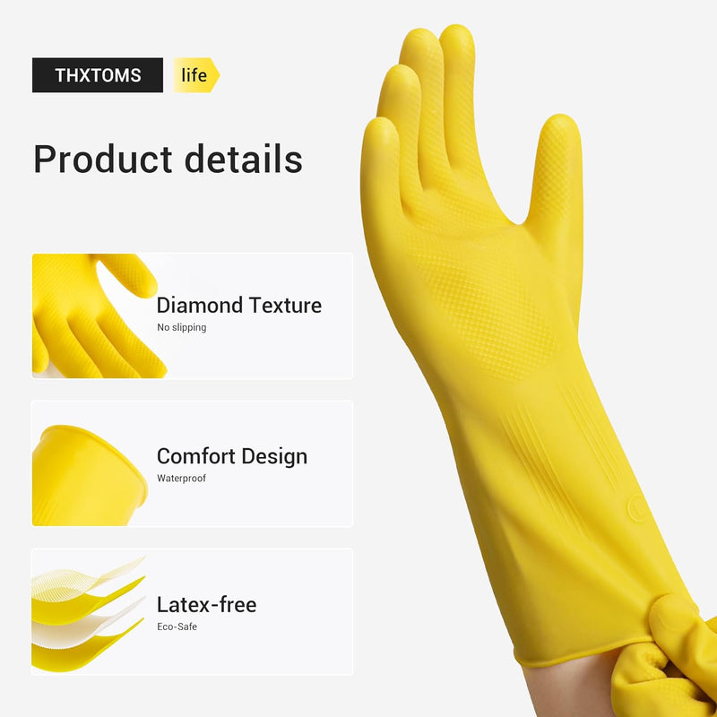3/6/10 Pairs Rubber Cleaning Gloves,Reusable Dishwashing Household Dish Gloves for Kitchen,Cleaning,Gardening