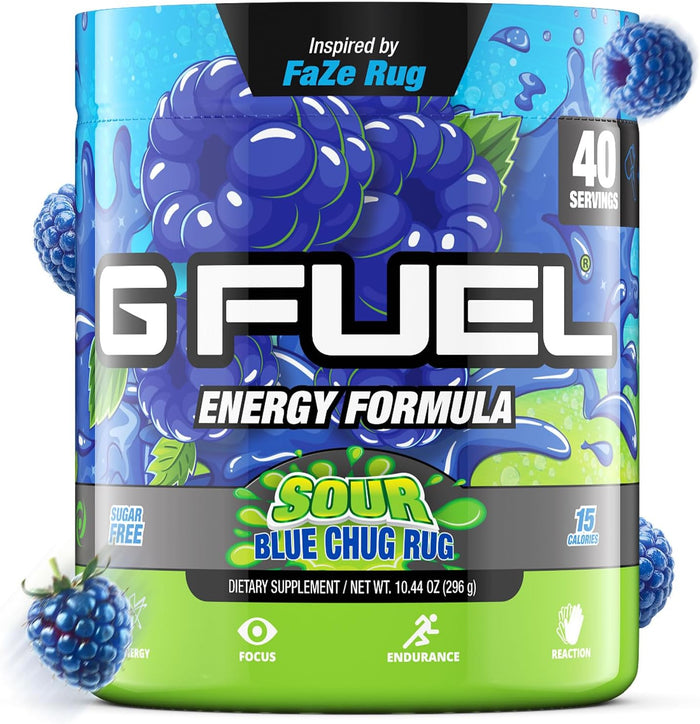 G Fuel PewDiePie Energy Drink Powder, Pre Workout Caffeine Mix for Gaming, Sugar Free Focus Amino, Vitamin + Antioxidants, 9.9oz (Lingonberry, 40 Servings)