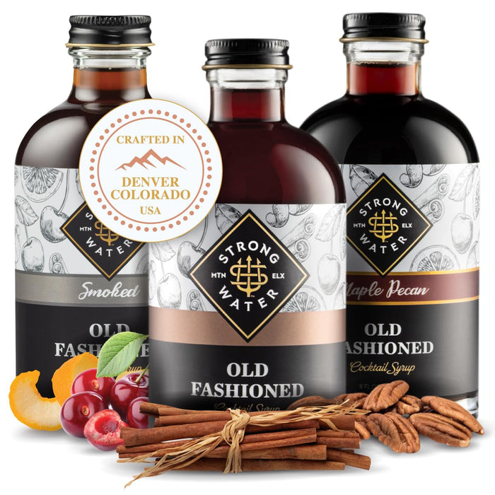 Strongwater Old Fashioned Mix - Makes 64 Cocktails - Handcrafted Old Fashioned Syrup with Bitters, Orange, Cherry, Organic Demerara Sugar - Craft Cocktail Mixer, Just Mix with Bourbon,Whiskey - 2 Pack