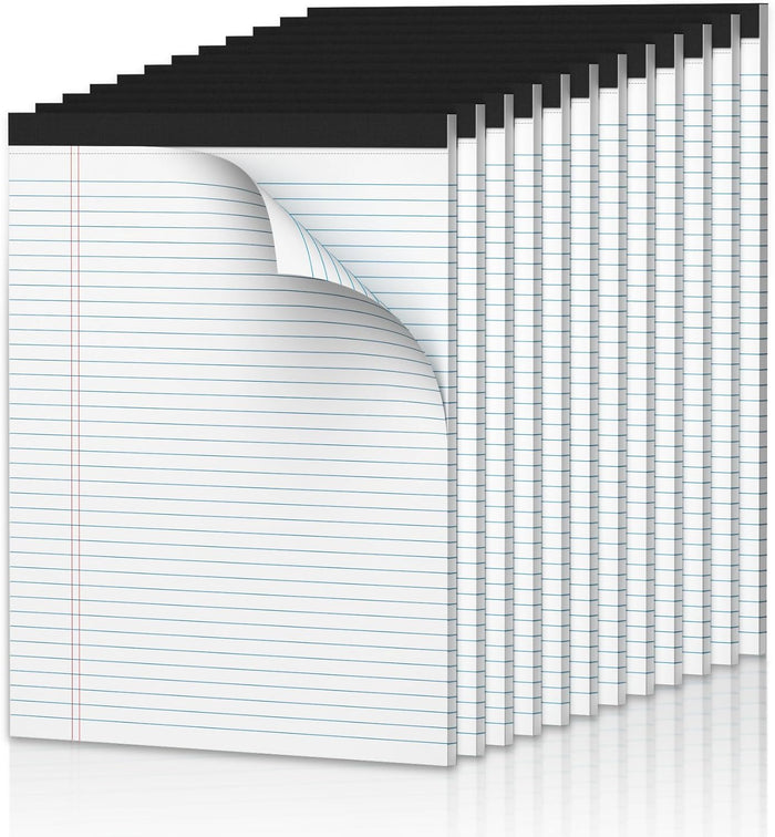 White Legal Pads 8.5 x 11 Narrow Ruled, 3 Pack Notepads College Ruled Pads of Paper With Sturdy Back 37 Lines 70 GSM Paper, Writing Note Pads 30 Sheets Per Writing Pad for Taking Notes, Reminders