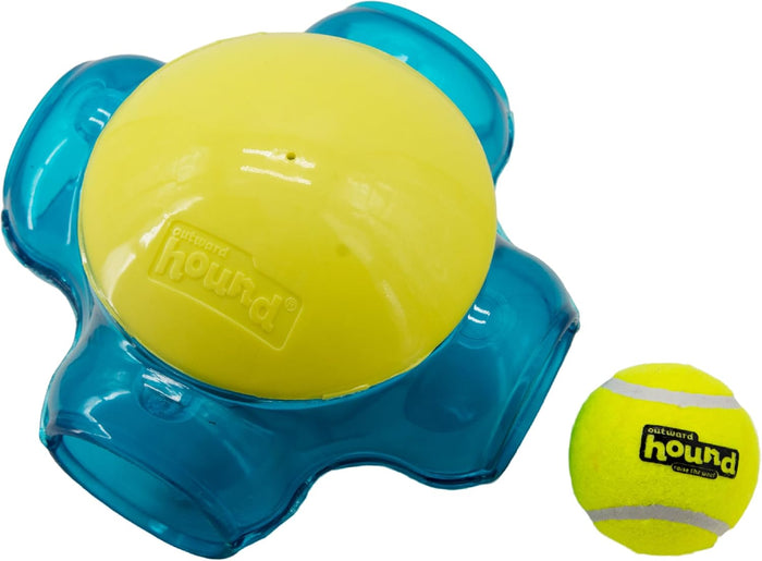 Outward Hound Squeaker Ballz 4-Pack Tennis Ball Dog Toys with Squeaker, Interactive Fetch Play for Pets Under 50 lbs, Training Balls for Indoor & Outdoor Exercise, Medium, 2.5-inch