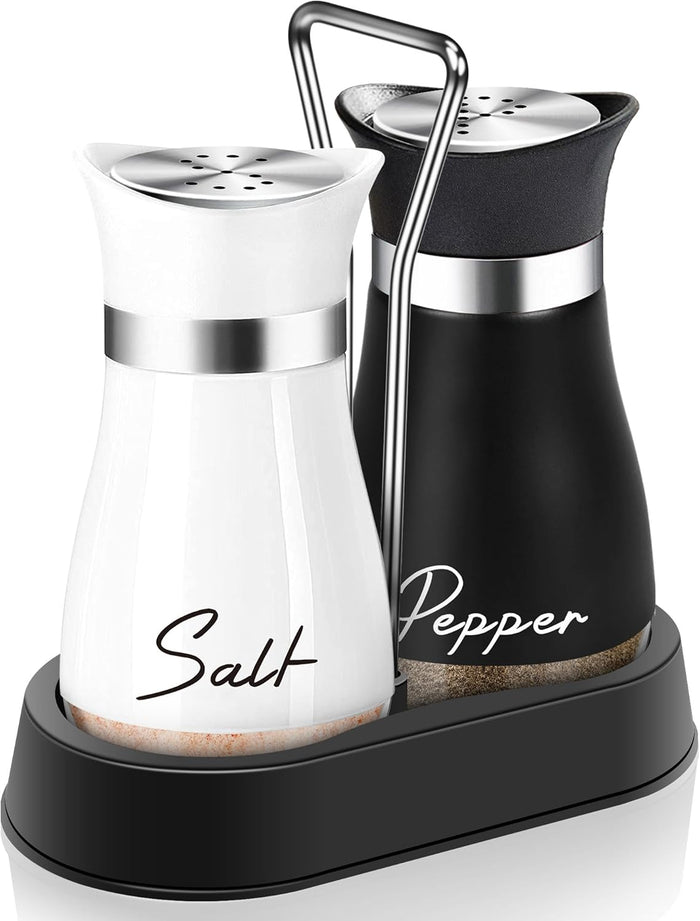 Pink Salt and Pepper Shakers Set with Holder,4 oz Kitchen Decor and Accessories Home Essentials Cute Household Items for Mother's Day Housewarming Gift Refillable Design (Pink)