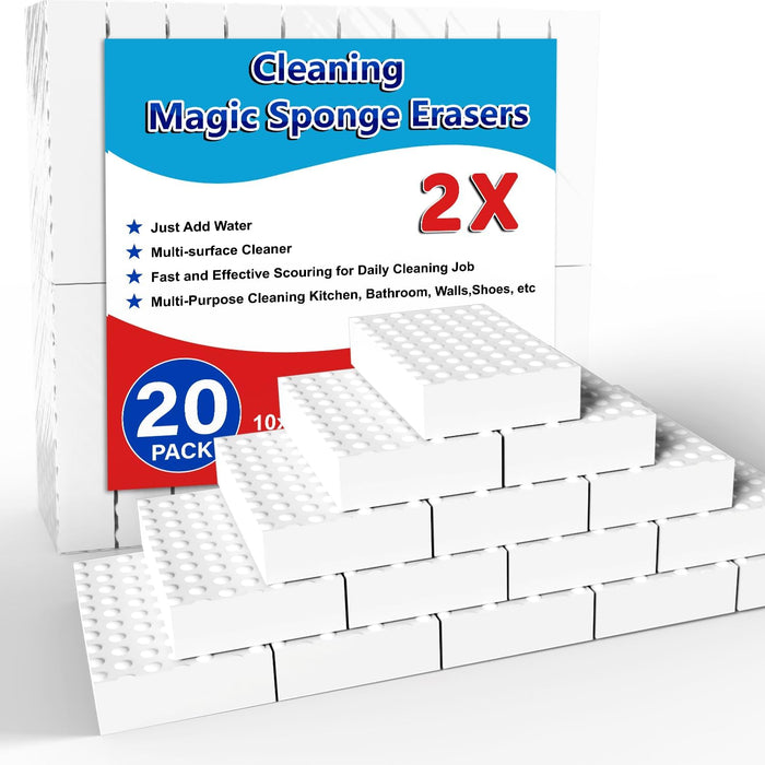 Magic Sponge Erasers, 100 Pack 2X Density Stronger Melamine Sponge Foam Pads, Multi-Functional Household Cleaning Cleaner for Kitchen, Bathroom, Bathtub, Sink, Wall Cleaner